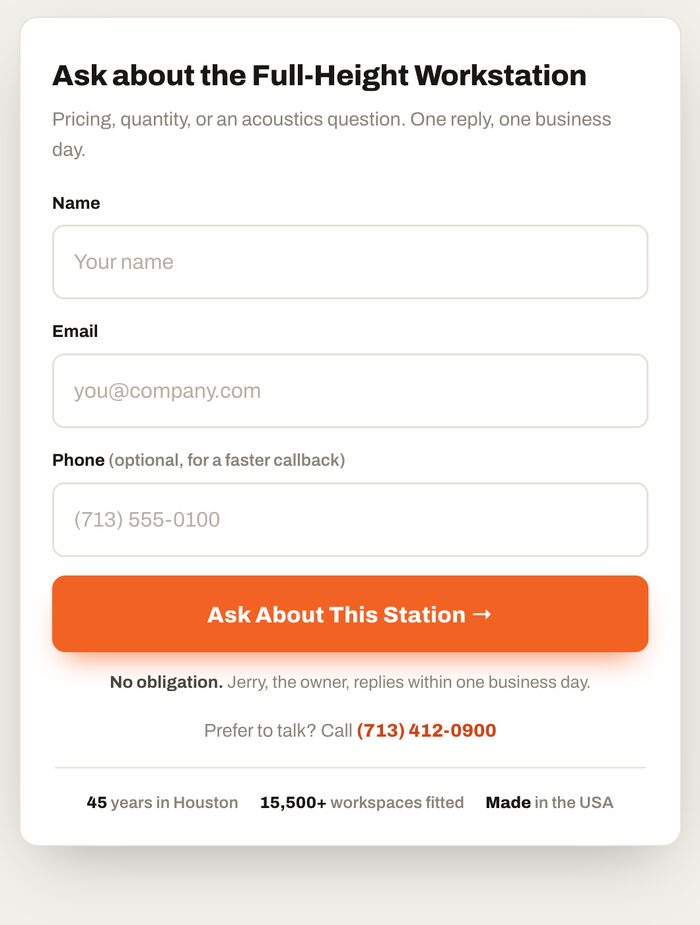 The request form: name, email, phone, and an Ask About This Station button